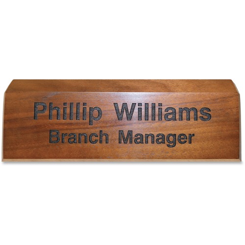 Shachihata Inc Engraved Desk Sign, 2"x8", Walnut