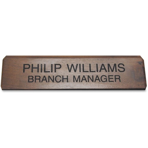 Shachihata Inc Engraved Desk Sign, 2"x10", Walnut