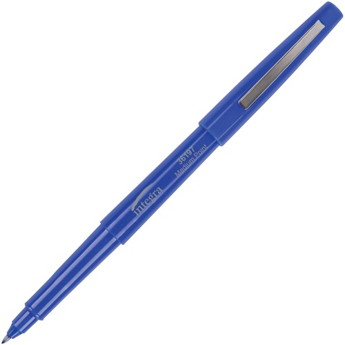 Integra Resin Tip Pen, Med Pt, 1 DZ, Blue Barrel/BE Ink