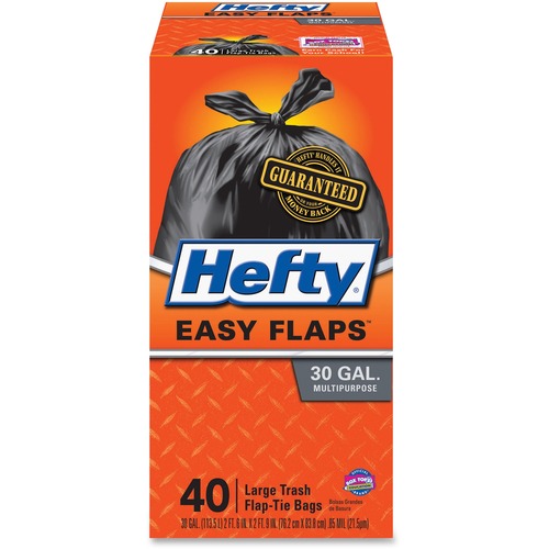 Reynold Food Packaging Easy Flaps Trash Bags,30Gal,30"x33",0.85mil,40/BX,6BX/CT,BK