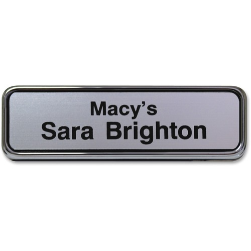 Shachihata Inc Name Badge, 1"x3", Silver Frame