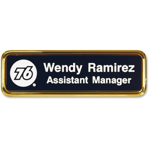 Shachihata Inc Name Badge w/Logo, 1"x3", Gold Frame