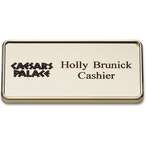 Shachihata Inc Name Badge w/Logo, 1-1/2"x3", Gold Frame