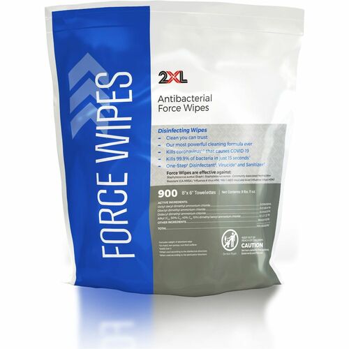 2XL CORP Wipes, f/Antibacterial Force Bucket, 900Shts/BG, 6"x8", WE