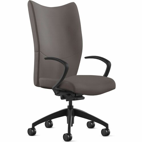 9to5 Seating Chair,HighBack,w/Arms,SynchroTilt,Leather,25"x26"x49",Cafe