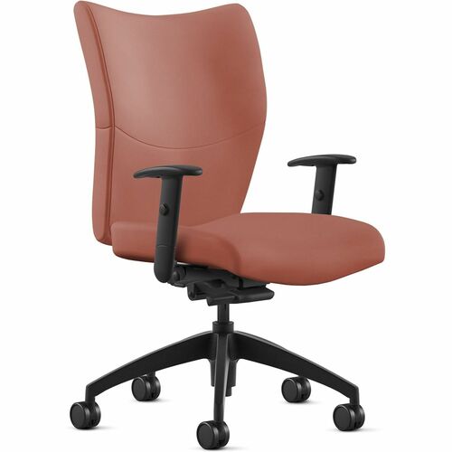 9to5 Seating Chair,w/Arms,MidBack,SynchroTilt,Leather,25"x26"x46",Saddle
