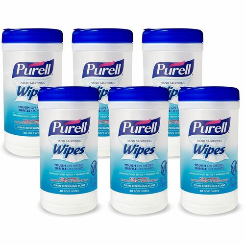 Gojo Hand Sanitizing Wipes, 40Shts, 6/CT, White