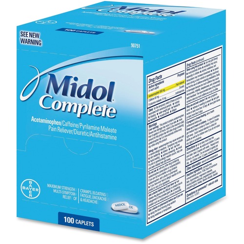Acme United Corporation Midol Complete, Acetaminophen, 100/BX, Blue