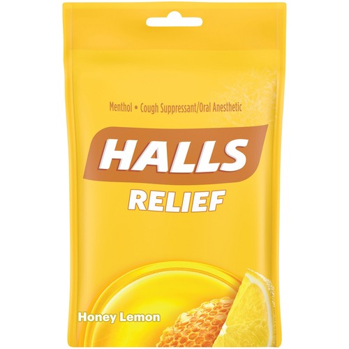 Cadbury Adams Hall Honey-Lemon Cough Drops, 30 Pcs, 12/BX, Yellow