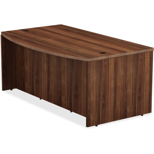 Lorell Bow Desk, 1-1/2" Top, 36"x72"x29-1/2", Walnut