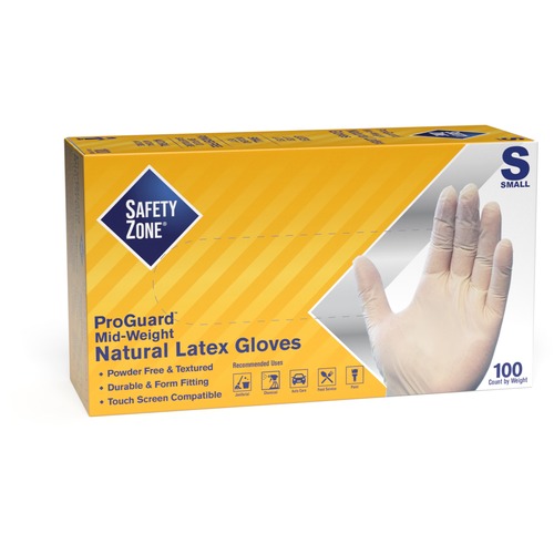 Safety Zone Powder Free Natural Latex Gloves - Polymer Coating - Small ...