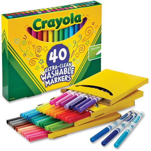 Crayola Tropical Colors Pack Washable Markers - Broad Marker Point - Conical Marker Point Style - Red, Orange Circuit, Laser Lemon, Electric Lime