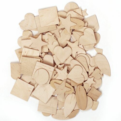 Pacon Wooden Shapes Assortment, 1000/ST, Natural