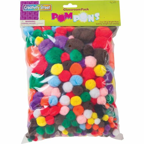 Pacon Classroom Pompoms Pack, 300/PK, AST