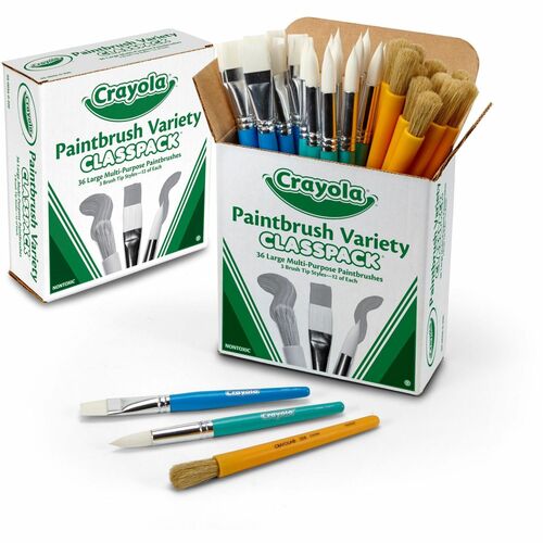 Crayola Paint Brushes,Jumbo/Flat/Round,36/BX,Multi