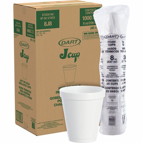 20 oz Disposable Styrofoam Cups (50 Pack), White Foam Cup Insulates Hot & Cold Beverages, Made in The USA, To-Go Cups - for Coffee, Tea, Hot Cocoa, So