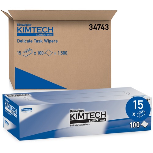 Kimberly-Clark Professional Kimwipes Delicate Task Wipers, 3-Ply, 100 Shts, 15BX/CT, WE