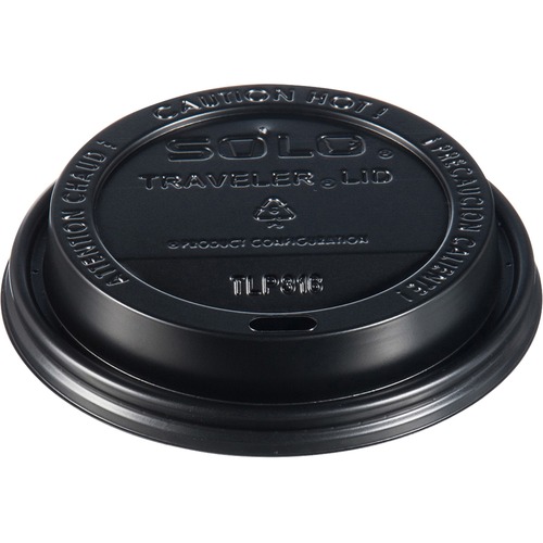 Solo Cup Company Dome Hot Cup Lids, 100/BG, 10BG/CT, Black