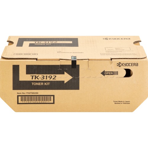 Kyocera Toner Cartridge, f/ P3060dn, 25,000 Page Yield, BK