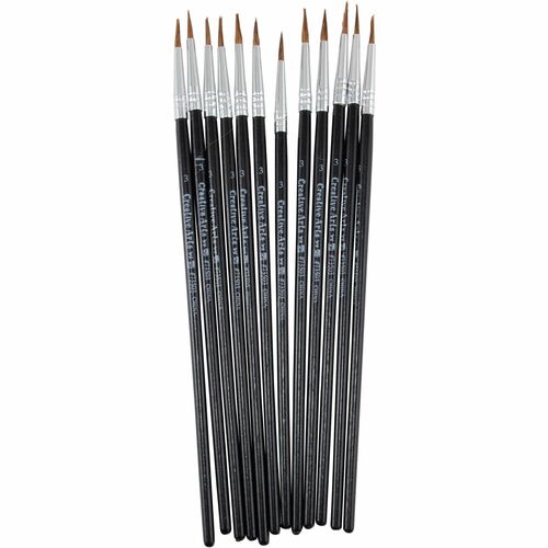 Charles Leonard, Inc Water Color Brush, No. 3, 1/2", 12/PK, Black