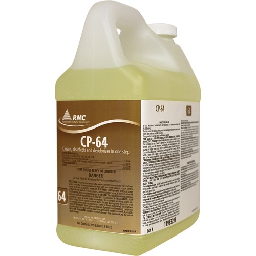 Rochester Midland Corporation Disinfectant Cleaner, CP-64, Lemon Scent, 1/2Gal, 4/CT, YW
