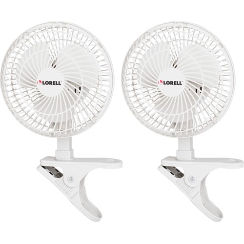 Lorell 6" Clip-On Fans,2-Speed,5' Cord,8"x6"x9-1/2",2/BD, White