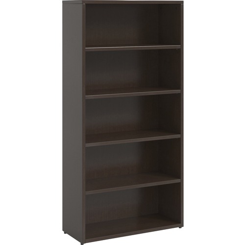 Lorell Bookcase, 5-Shelf, Prominence, 34"Wx12"Dx69"H, Espresso