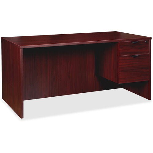 Lorell Right-pedestal Desk, B/F, 66"x30"x29", Mahogany