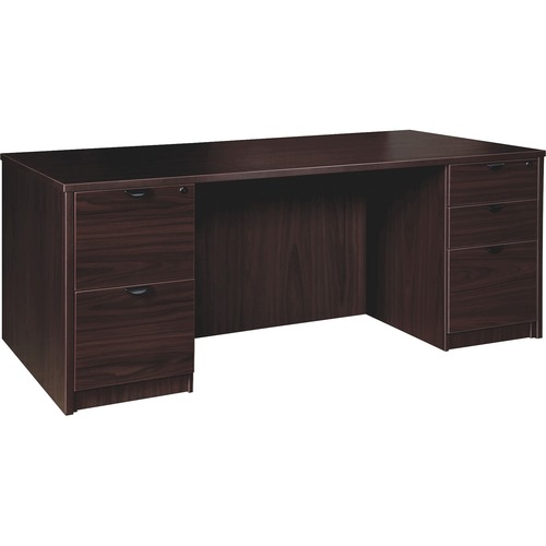 Lorell Double-pedestal Desk, F/F, B/B/F, 72"x36"x29", Espresso