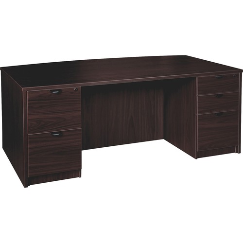 Lorell Double-pedestal Bowfront Desk, F/F, B/B/F, 72"x42"x29", ES