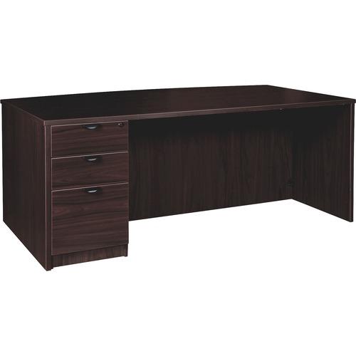 Lorell Left-pedestal Bowfront Desk, B/B/F, 72"x42"x29", Espresso