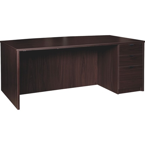 Lorell Right-pedestal Bowfront Desk, B/B/F, 72"x42"x29", Espresso