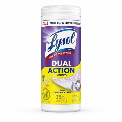 Reckitt Benckiser Wipes, Disinfecting, Dual Action, Citrus, 35/Can, White