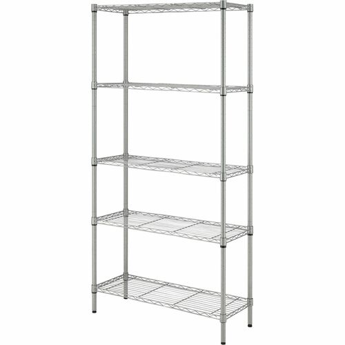 Lorell Wire Shelving, 5-shelf, Light-duty, 36"Wx14"Dx72"H, Silver