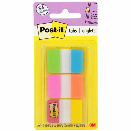 3M Post-it Tabs,Poly,Self-stick,1", 36/PK,Alternating Colors