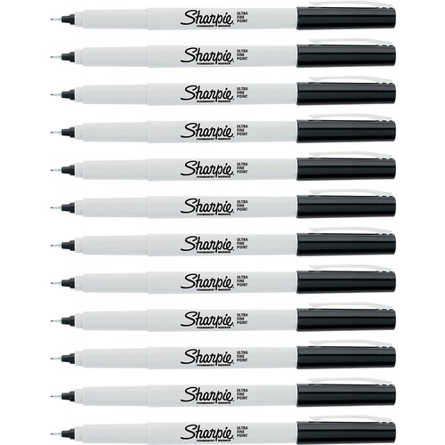 Permanent marking pen, regular tip, black ink, 12/pk