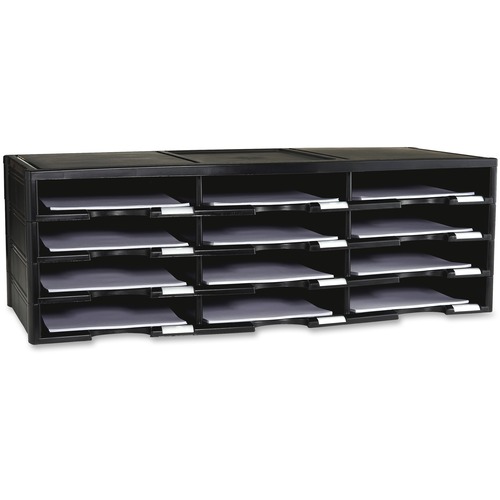 Storex Industries Corporation Organizer,12 Compartments,Plastic,14.13"x31.4"x10.5",Black