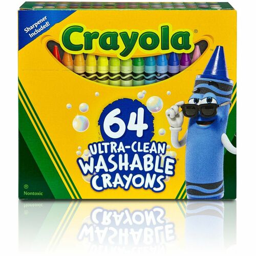 Crayola Crayons, w/Built-in Sharpener, Washable, 64/PK, Assorted
