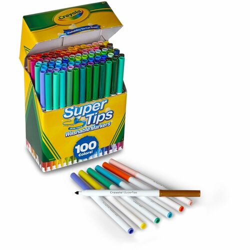 Crayola Markers, Super Tips, Washable, 100/ST, Assorted