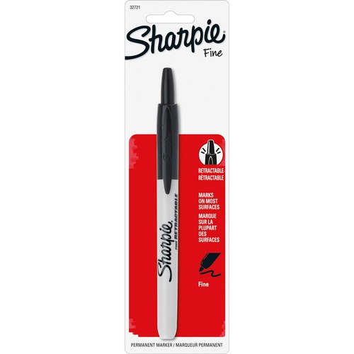 Newell Brands Markers, Permanent, Retractable, Fine Pt, Nontoxic, 6/BX, BK