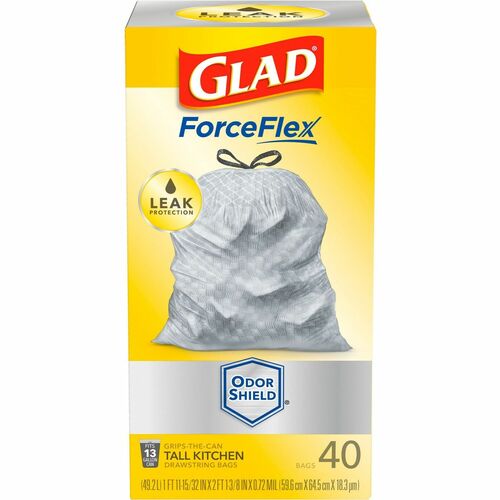 Glad 4 Gal. White Fresh Clean OdorShield Quick-Tie Small Trash