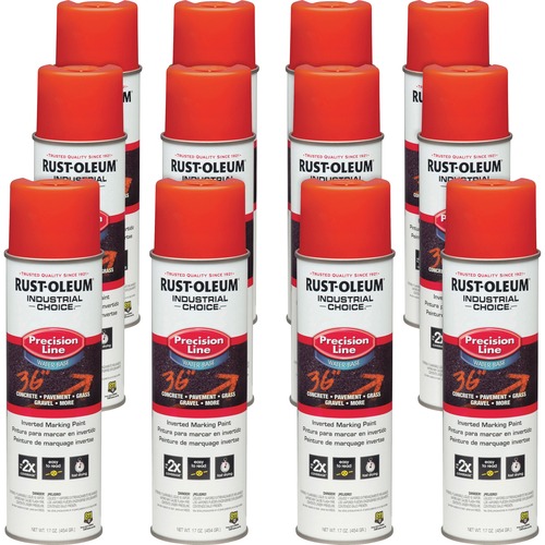 Rust-Oleum Marking Paint Spray, Water-Based, 17 oz, 12/CT, Alert OE