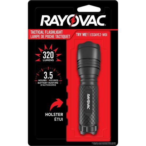 Rayovac Corporation Tactical Flashlight,w/Batt/Holster,LED,3 Modes,200Lm,Black