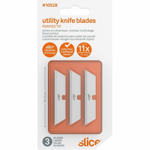Slice, Inc Ceramic Blade, Pointed Tip, 1/20"x2-3/5"x1/2", 3/PK, White