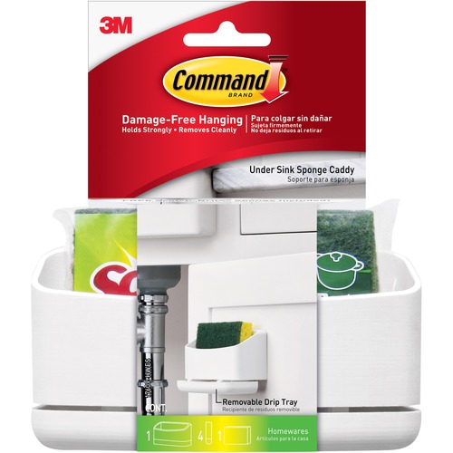 3M Caddy, w/Tray/Sponge, 7.5 lb Cap, 12"x7-3/4"x9-3/8", White