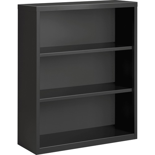 Lorell Bookcase, 3-Shelf, Steel, 34-1/2"x12-5/8"x30", Charcoal