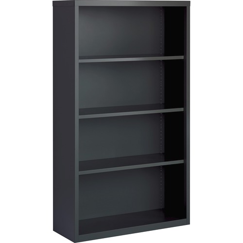 Lorell Bookcase, 4-Shelf, Steel, 34-1/2"x12-5/8"x30", Charcoal