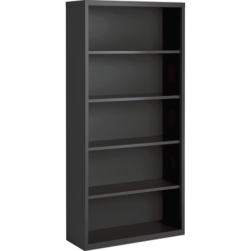 Lorell Bookcase, 5-Shelf, Steel, 34-1/2"x12-5/8"x30", Charcoal