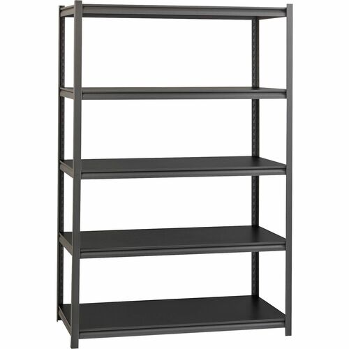 Lorell Shelving, 5-Shelf, Steel, 3200 lb Cap, 48"x24"x72", Black