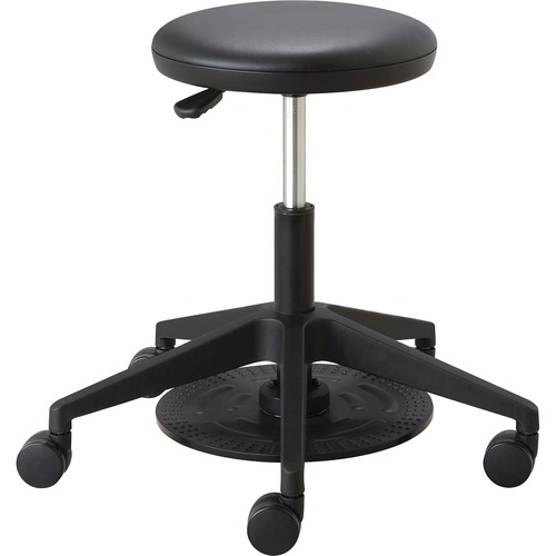 Safco Stool, Low-Height, Vinyl Seat, 24-1/4"x24-1/4"x17"-22", BK